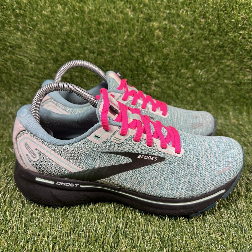 Brooks Ghost 14 Womens Running Shoes Teal Pink Black 1203561B141 Size 8B
